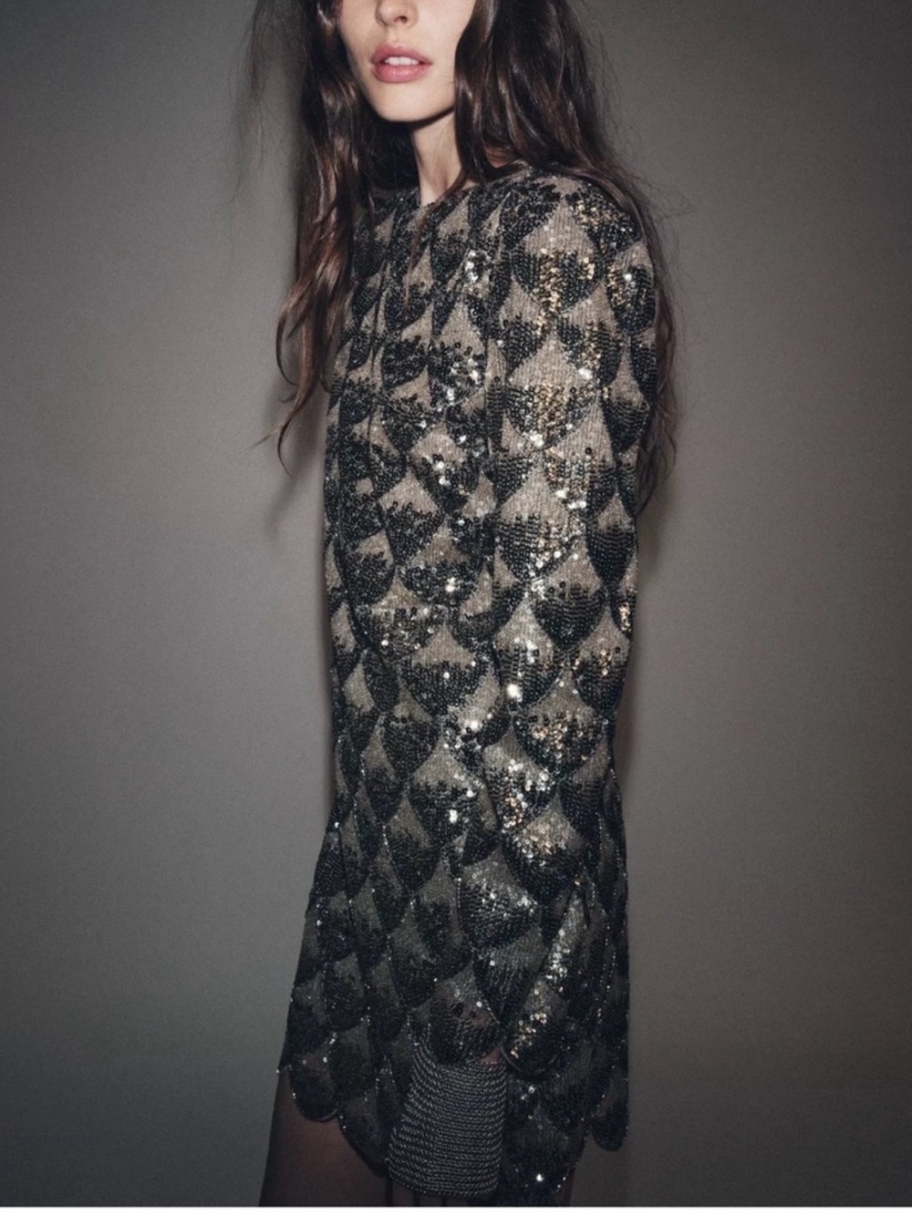 NWT ZW COLLECTION SEQUIN MINI DRESS SILVER - Picture 5 of 8